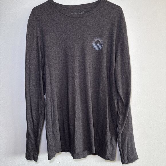 Travis Mathew Men’s Size Large Grey Graphic Long Sleeve Crew Neck T-Shirt - Picture 1 of 5